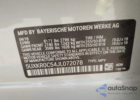 2018 BMW X5 xDrive35I from USA, damaged, VIN 5UXKR0C54JL072078